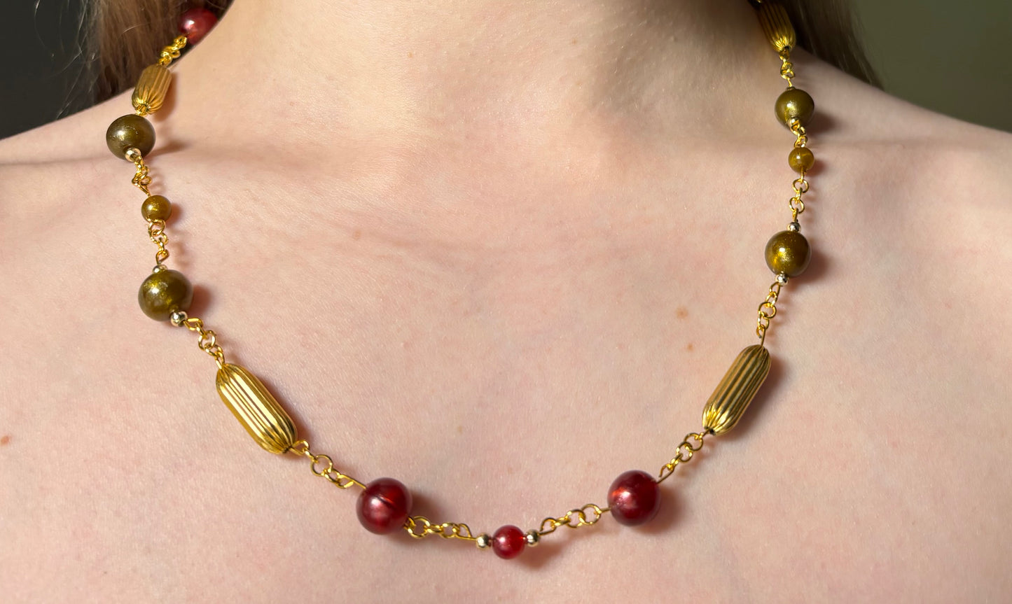 Xoe Beaded Gold Necklace