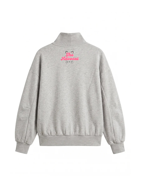 Pink Bow Cozy Fleece Grey Mock Neck Sweatshirt